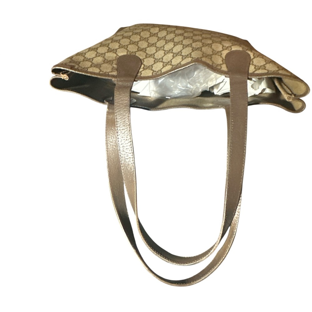 Auth. Repainted Gucci Beige+Brown GG Monogram Sherry Line Green And RedTote Bag - Picture 10 of 14